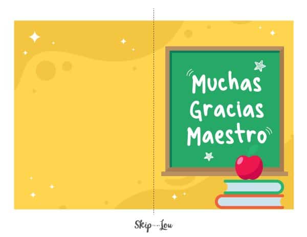 free printable thank you teacher school themed card