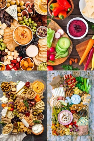collage of vegetarian charcuterie boards