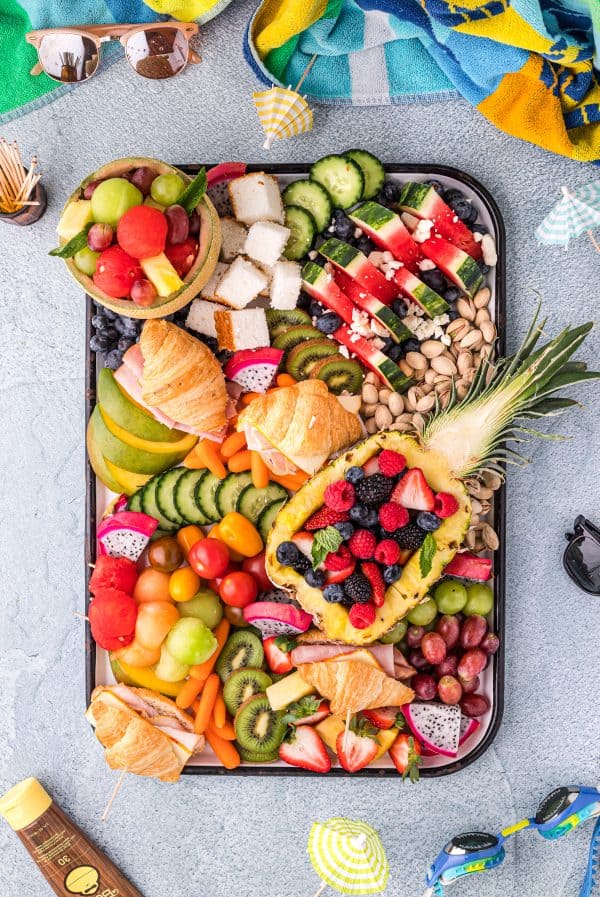 watermelon, fruit filled pineapple, and other options from play party plan.