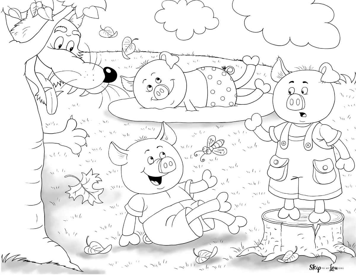 three little pigs coloring page