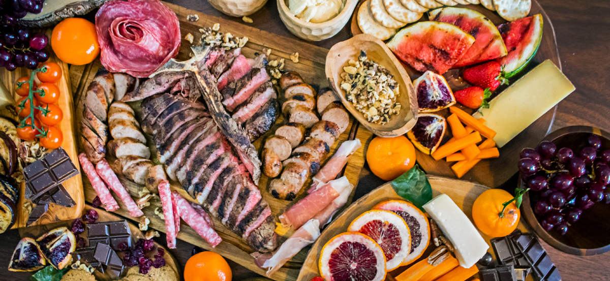 grilled watermelon, dark chocolate, cherries, and an array of meats fill this board from Napoleon.