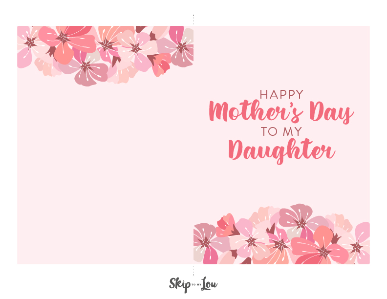 Printable Happy mother's day to my daughter card.