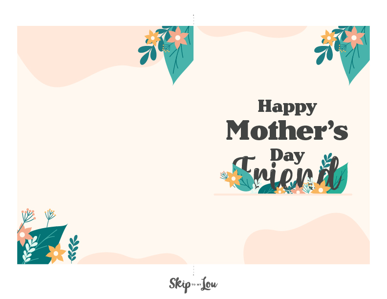 Printable Happy mother's day friend card with pink hues.