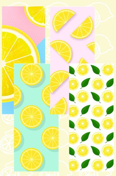 Four pastel-colored bookmarks with lemon slices on them, by Skip to my Lou.