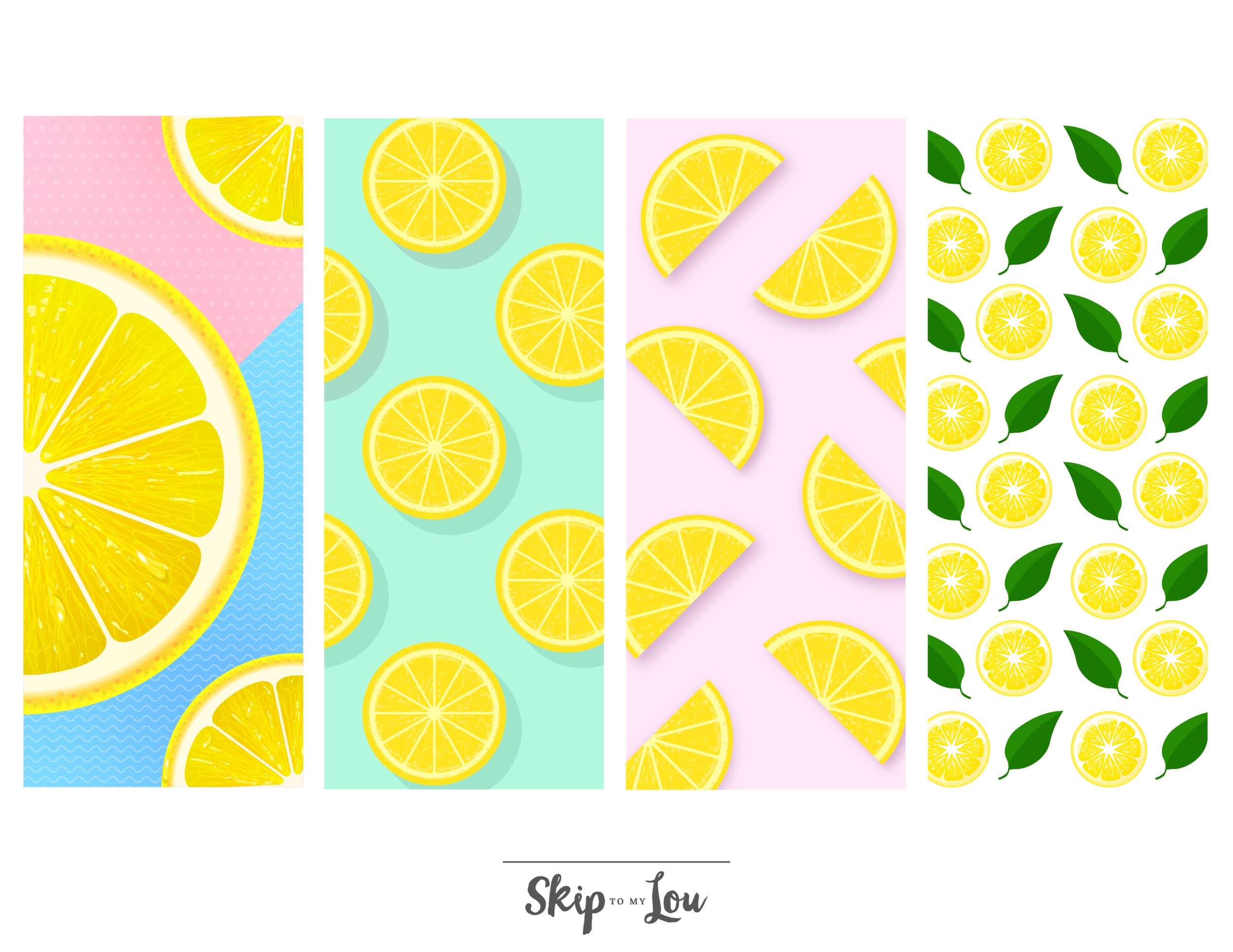 Lemon slices on four bookmarks, by Skip to my Lou.