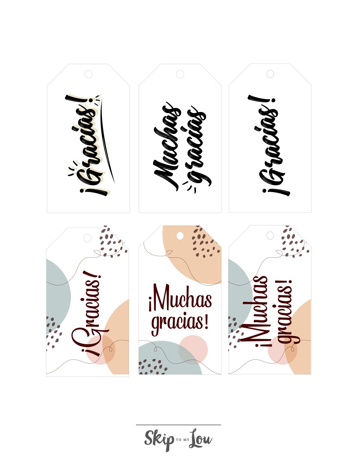 Printable thank you in spanish stickers tags
