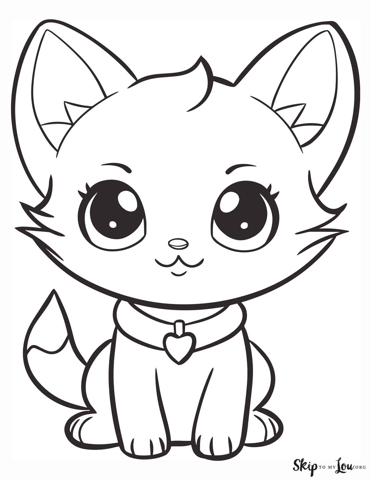 cute anime kitten coloring page