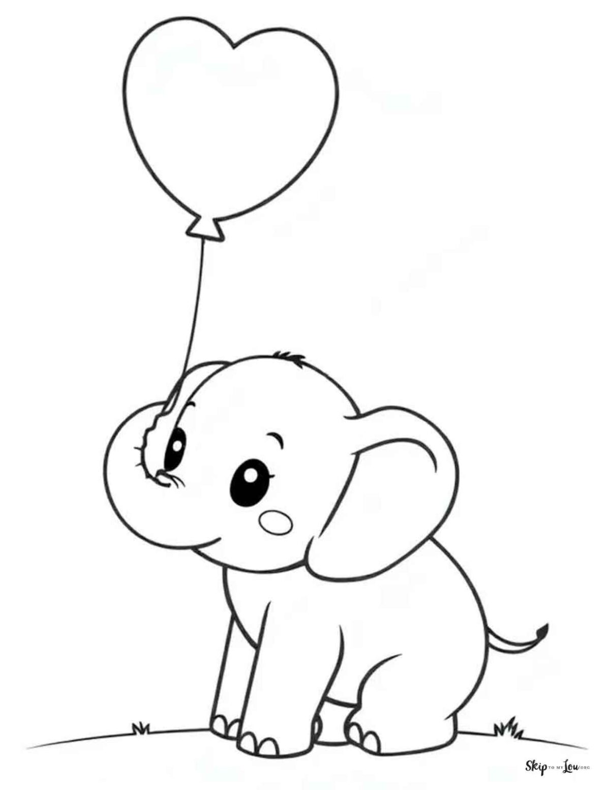 elephant holding balloon