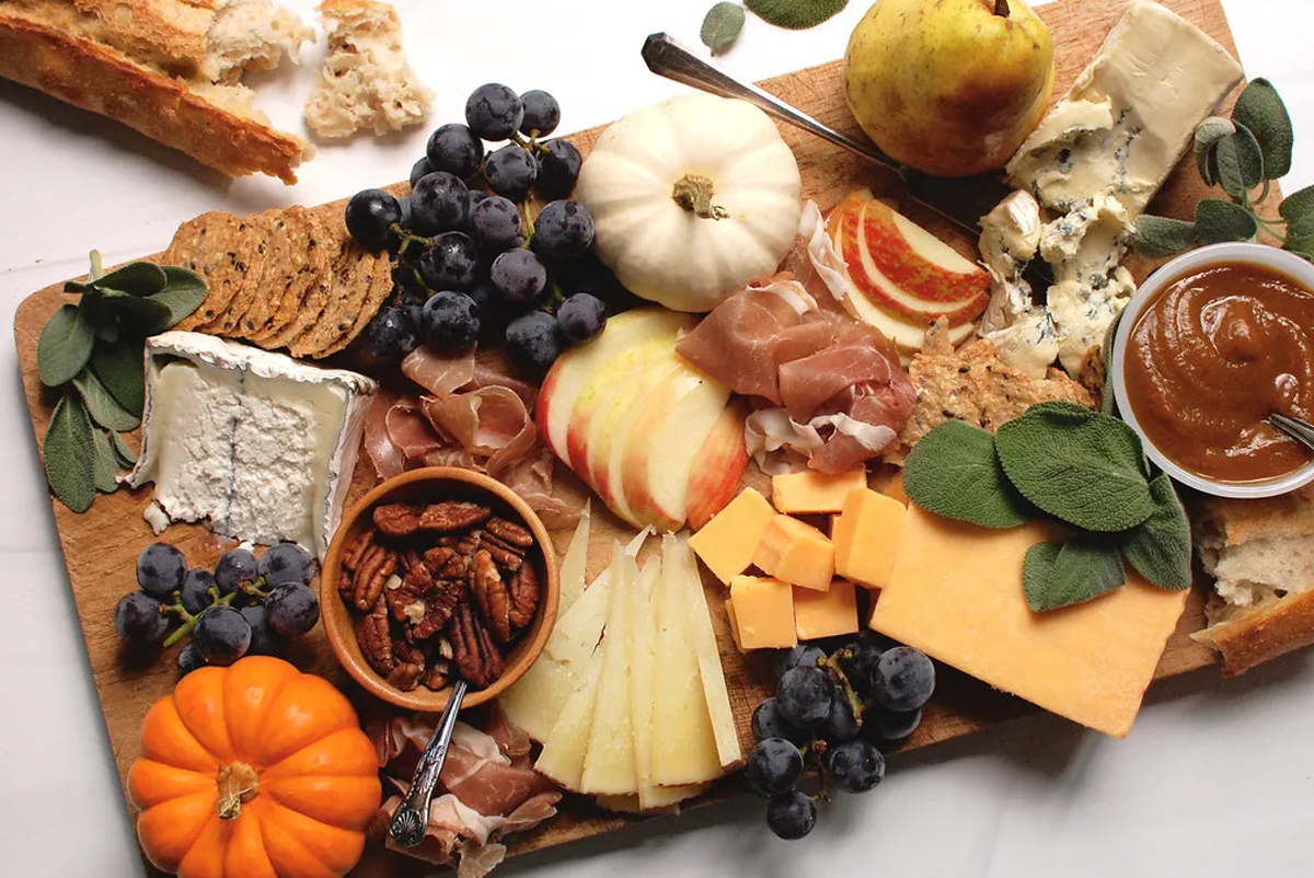 The Unpeeled Journal has the perfect mix of cheeses, nuts, crackers, and meat.