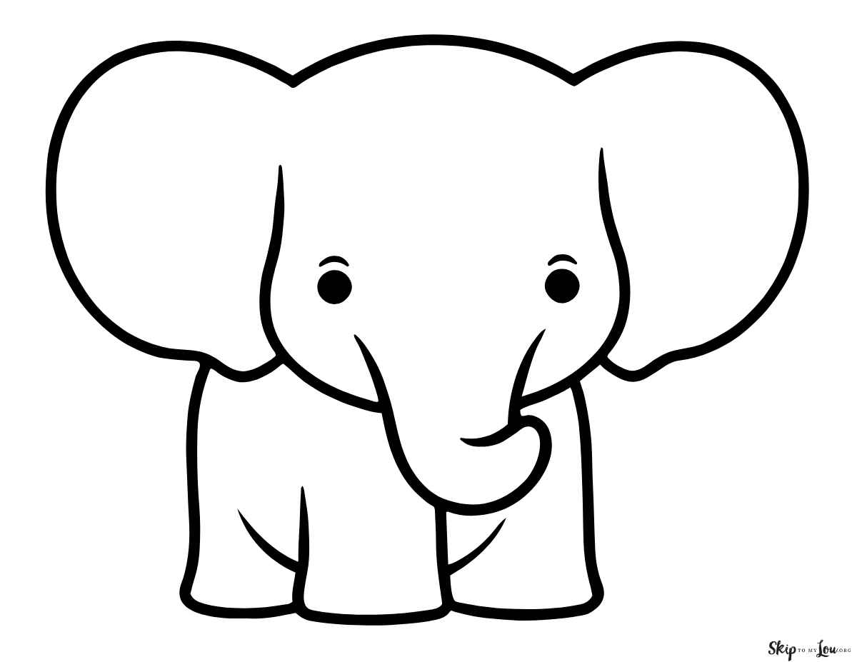 simple elephant coloring page