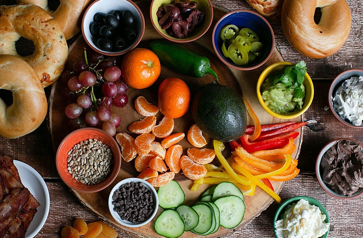 orange, seeds, cucumber, jalapeรฑos, spreads, bagels and more from little earthling blog