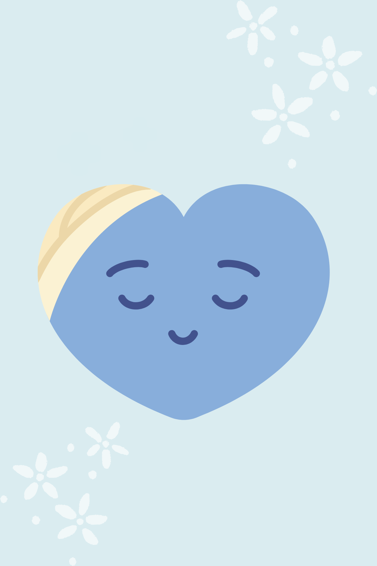 Image shows a blue hard with a bandage to show that it is healing, and looks at peace.