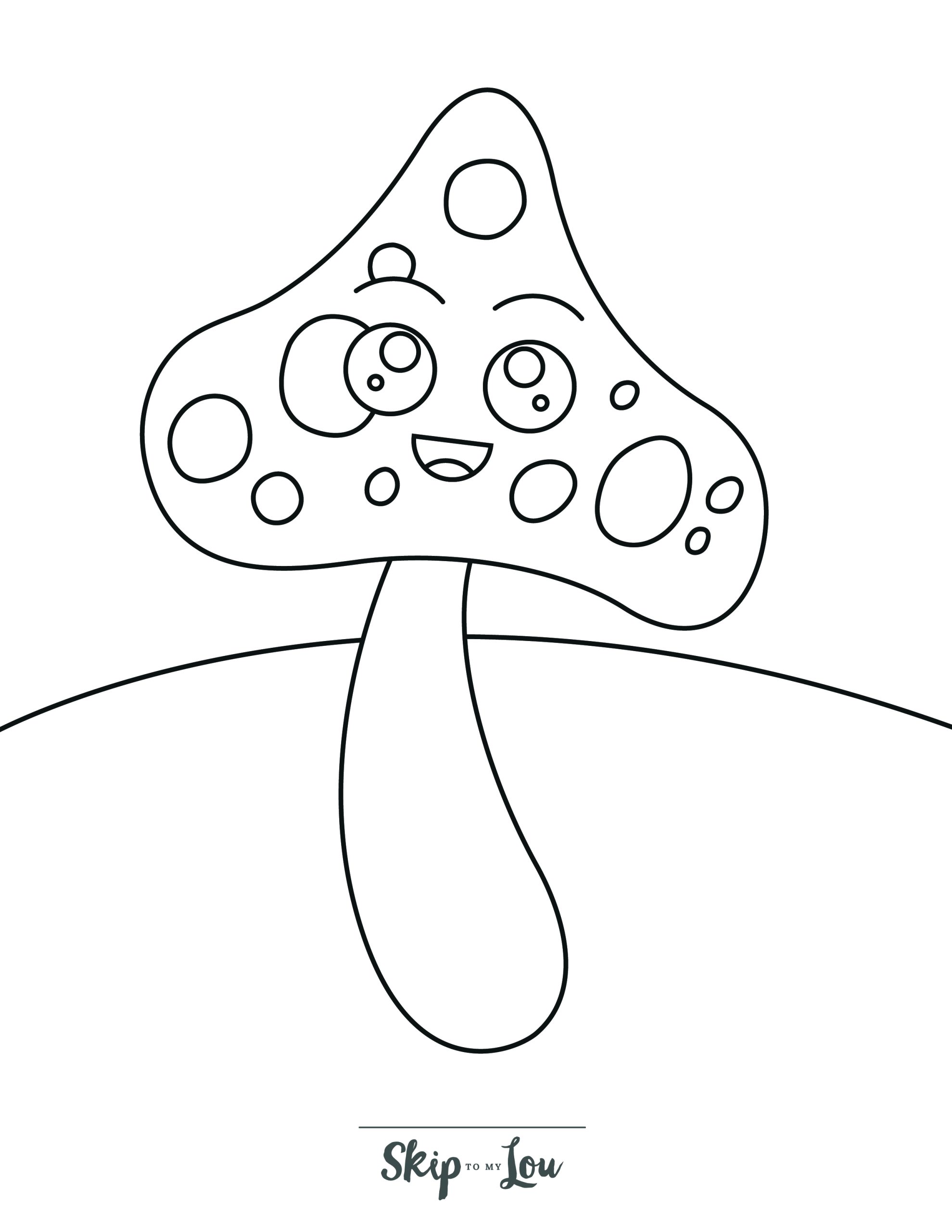Mushroom Coloring Page 3 - Mushroom with happy face