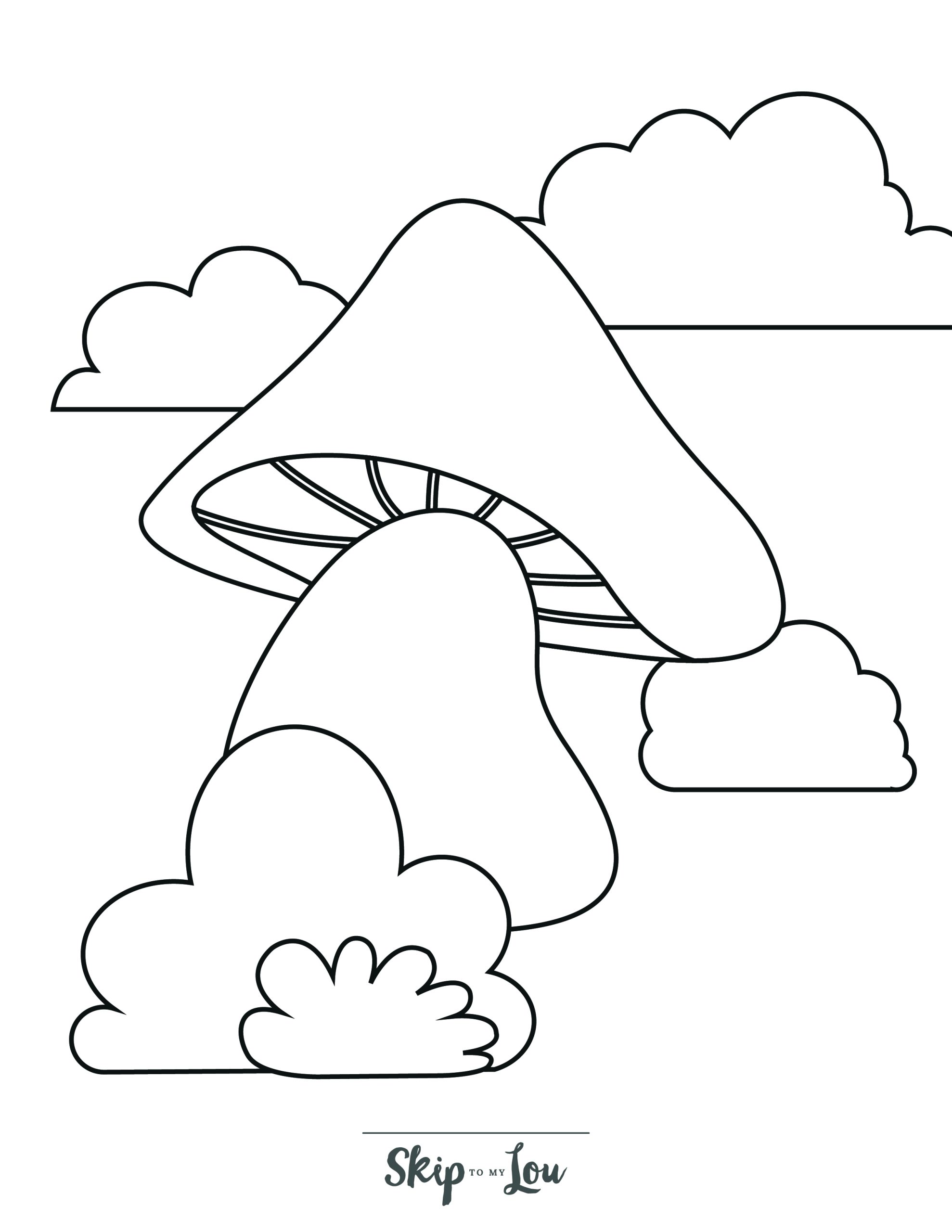 Mushroom Coloring Page 9 - Mushroom with gills visable under cap