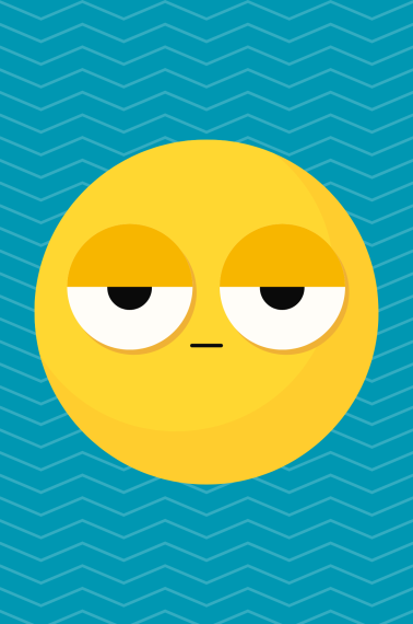 Image shows an emoji with a calm, stoic face in front of a blue background.