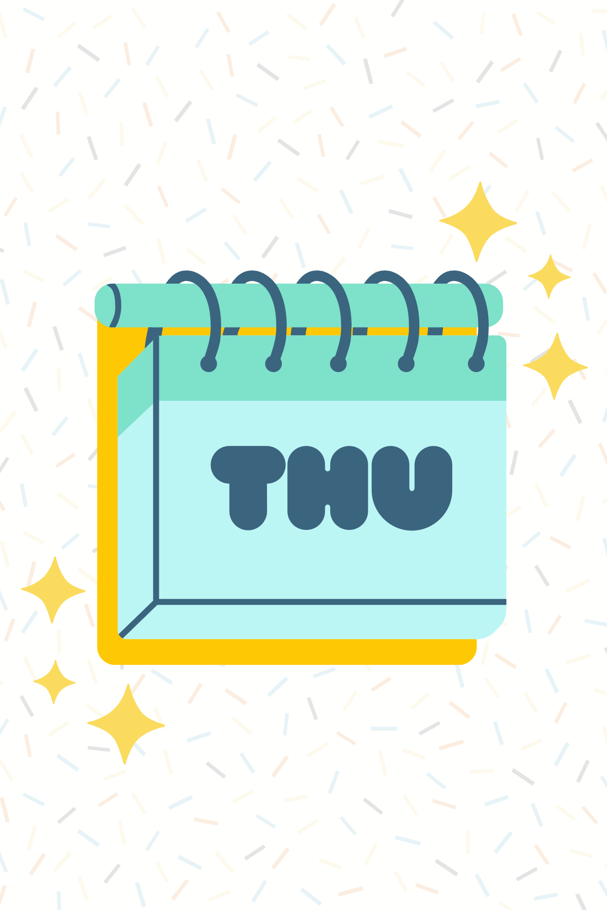 Image shows a drawing of a calendar that shows Thursday.