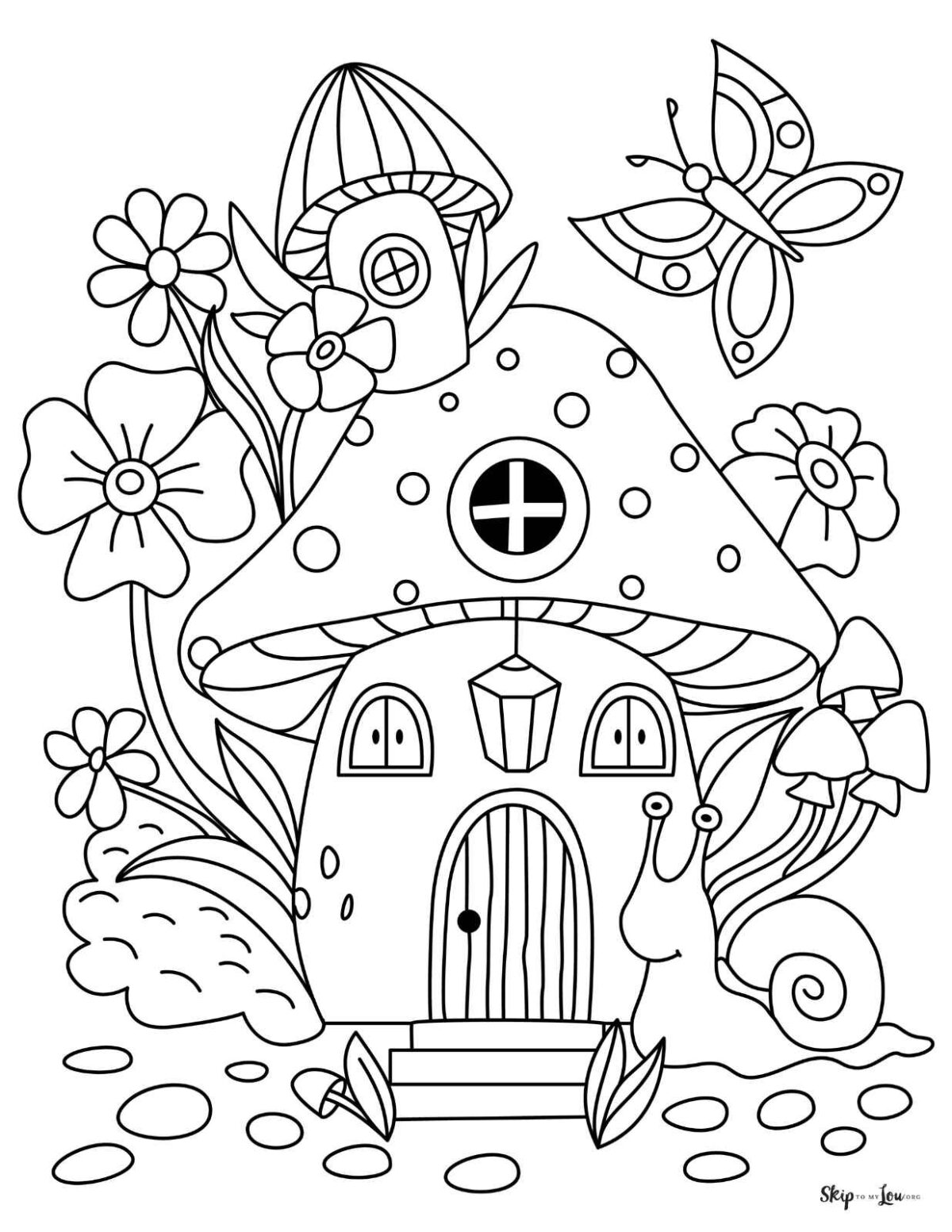 Mushroom House Coloring Page