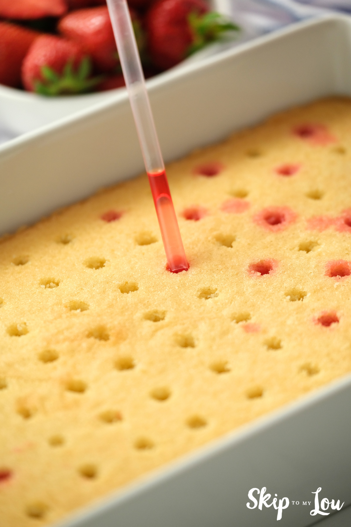filling poke cake with jello