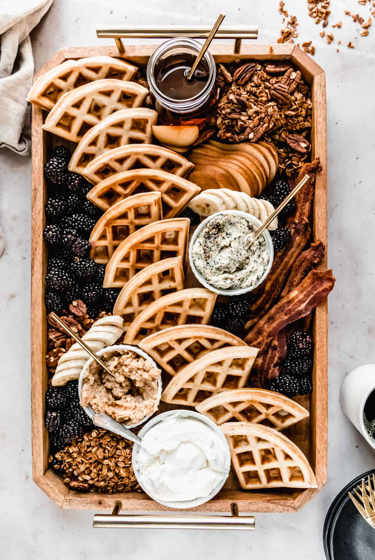 healthy choices with waffles, pears, bananas, and raw honey from windy city dinner fairy