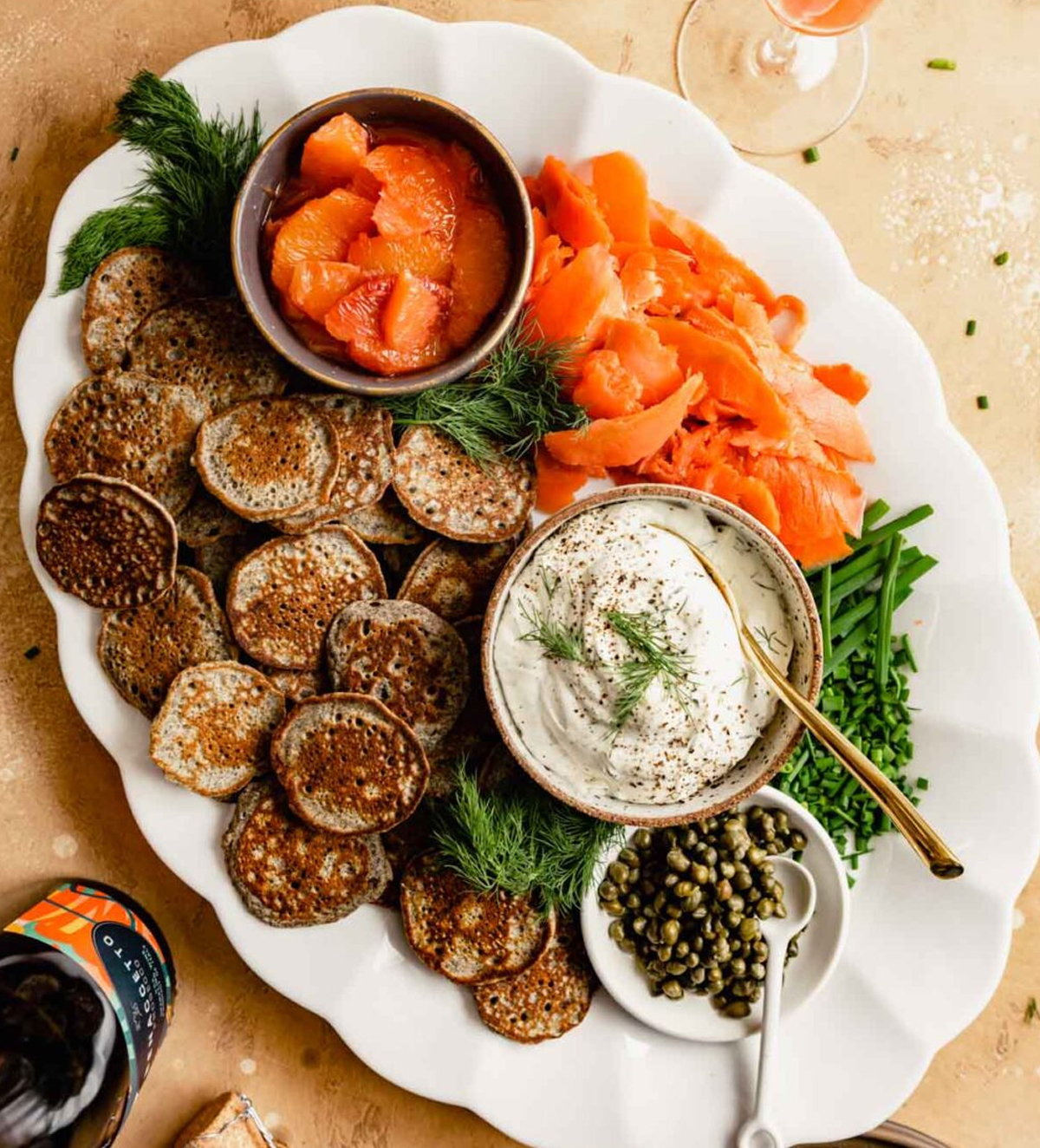 Zestful Kitchen's salmon board is full of smoked salmon, dill, and capers.