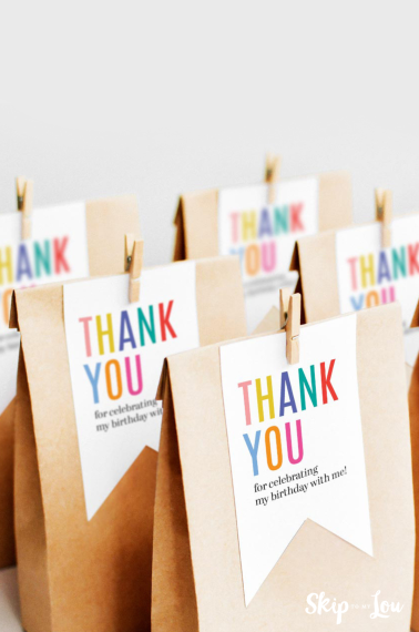 Printable thank you tags for party favors.