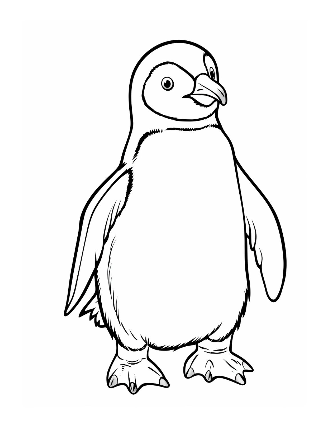 Penguin Coloring Page 11 - Simple line drawing of happy looking penguin