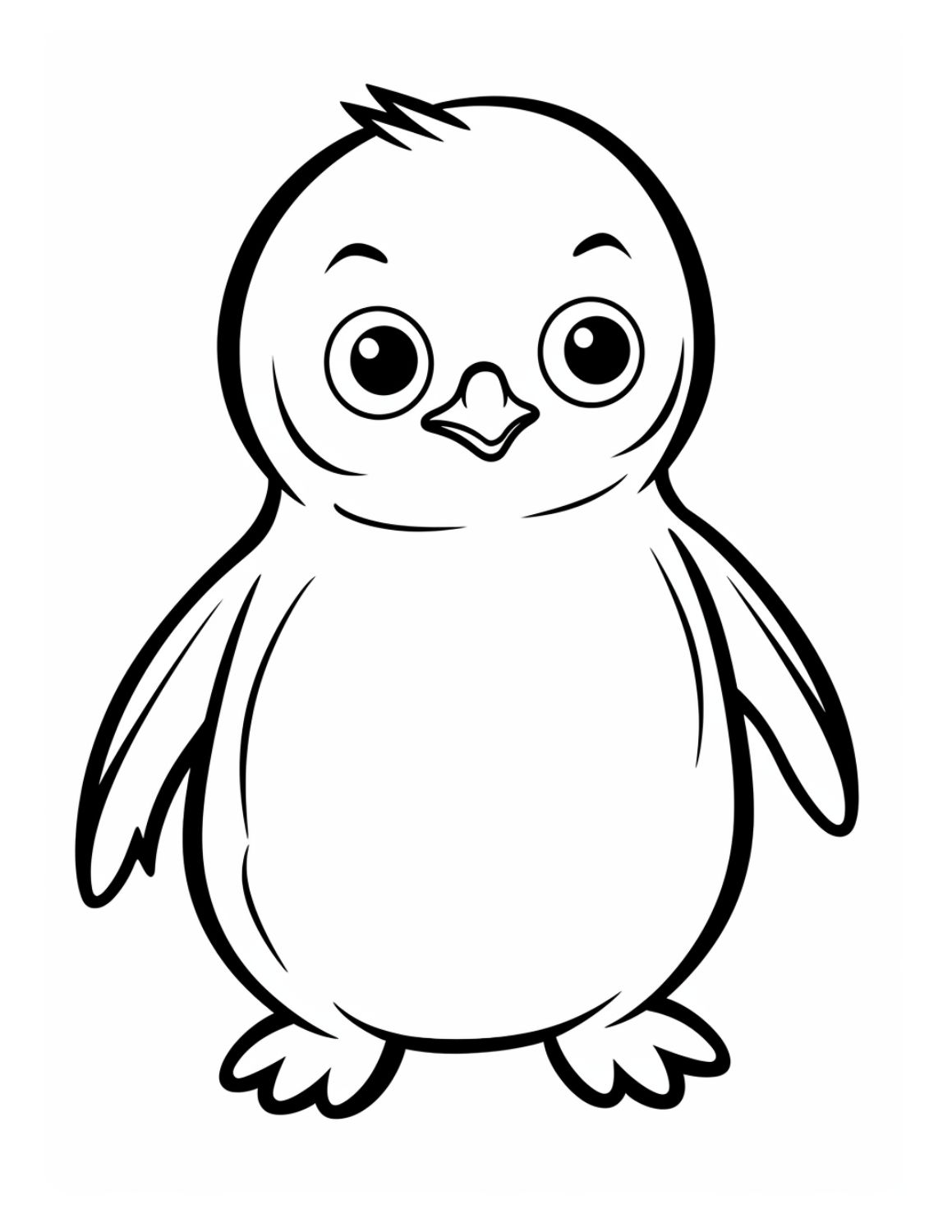 Penguin Coloring Page 3 - Line drwaing of very adorable penguin with short wings