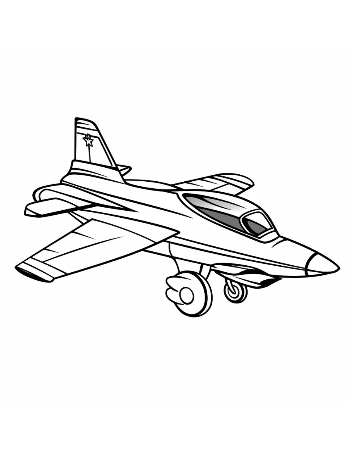 Airplane Coloring Page 9 - Jet powered aircraft with small wings and two wheels