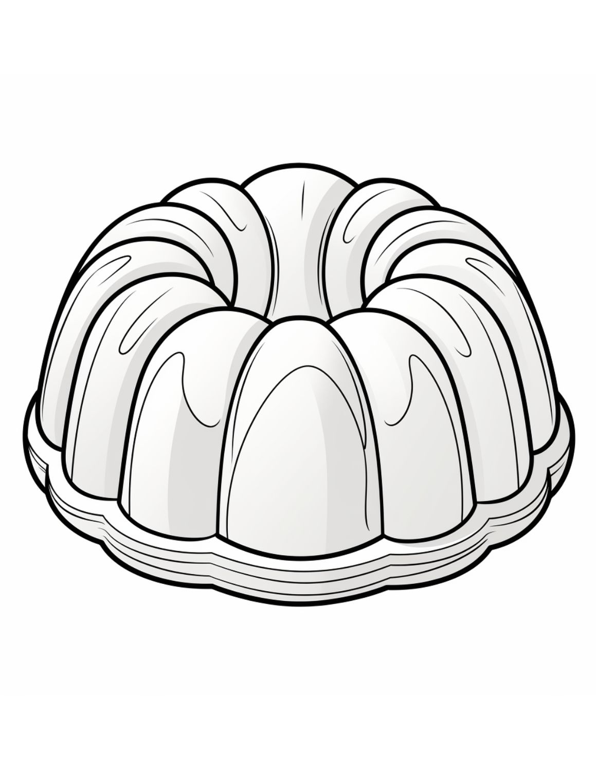 Cake Coloring Page 9 - Simple bundt cake with shiny appearance