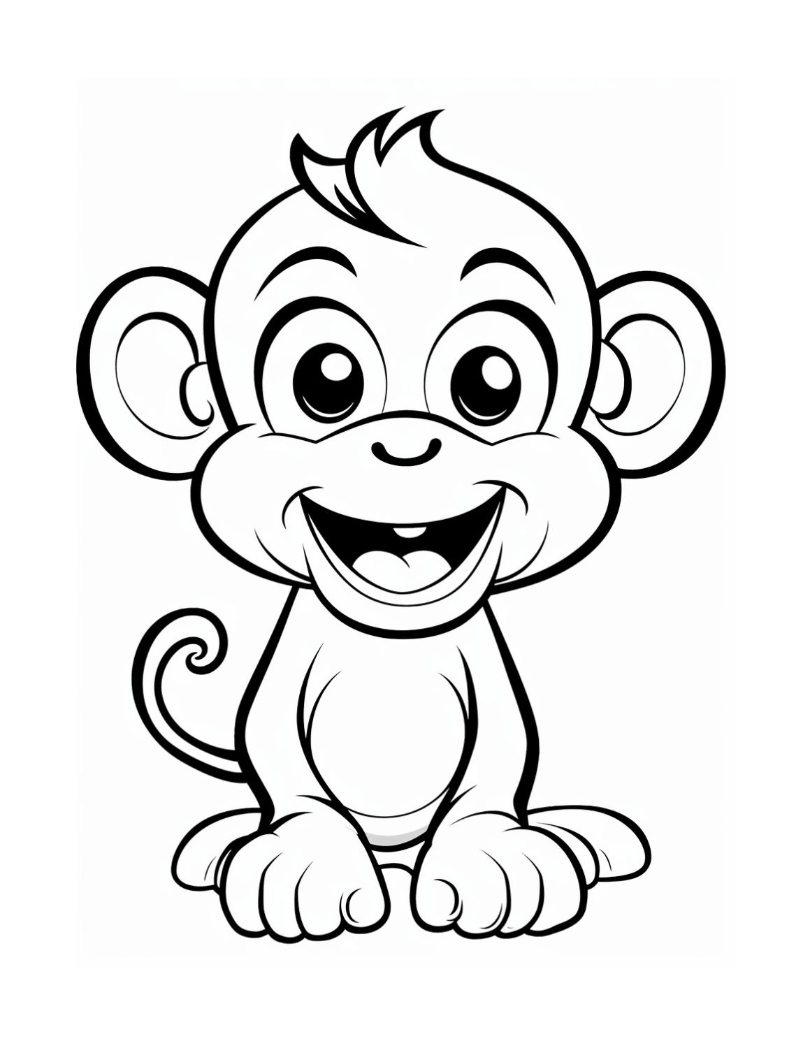 Image shows a simple line monkey coloring page - Skip to my Lou