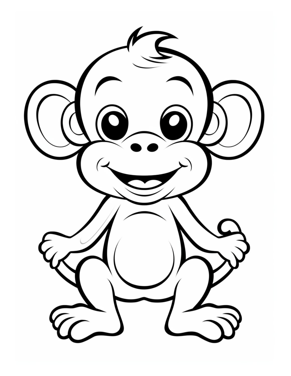 Image shows a baby monkey coloring page - Skip to my Lou