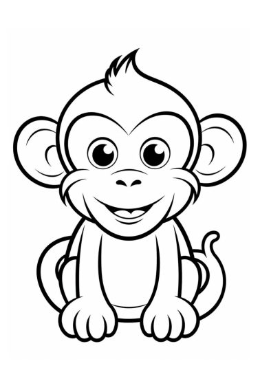 Image shows a baby monkey coloring page - Skip to my Lou
