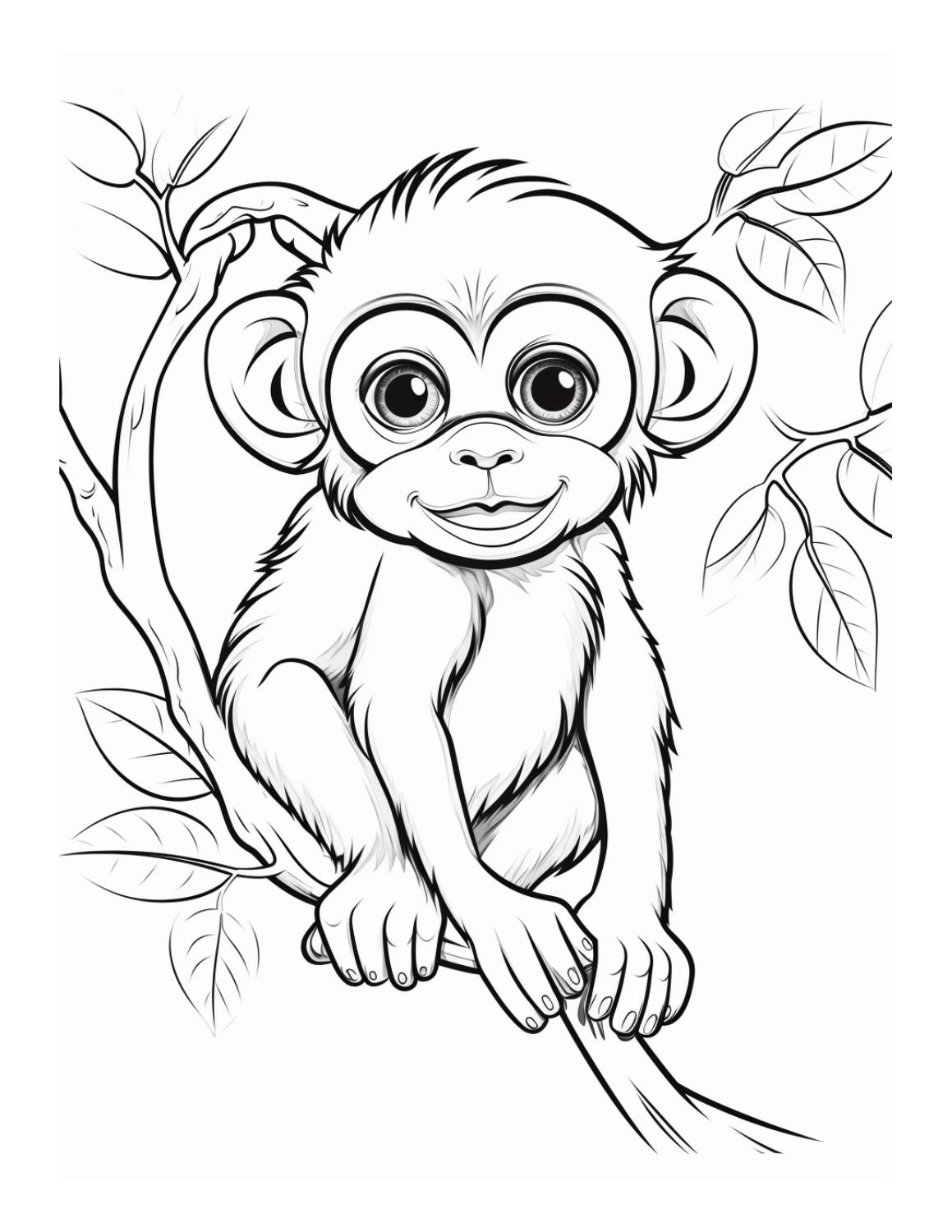 Image shows a monkey with big eyes coloring page - Skip to my Lou
