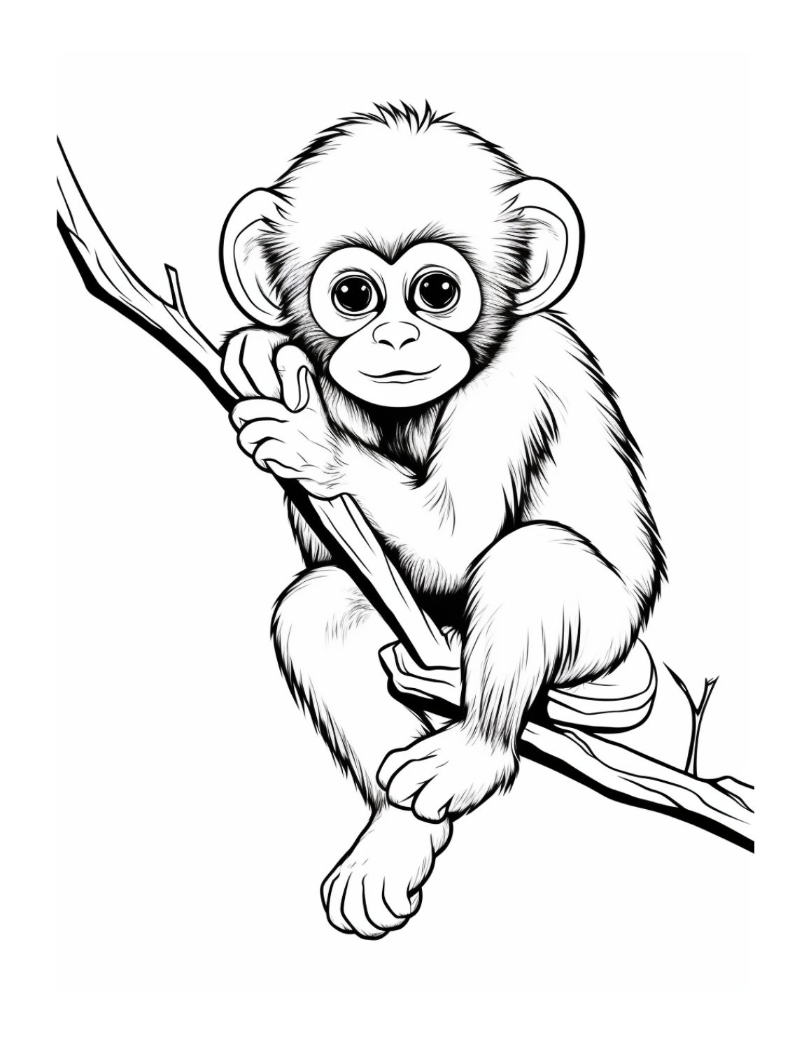 Image shows a playful monkey coloring page - Skip to my Lou