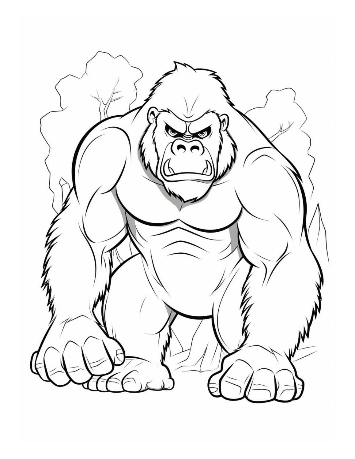 Image shows an angry gorilla coloring page - Skip to my Lou
