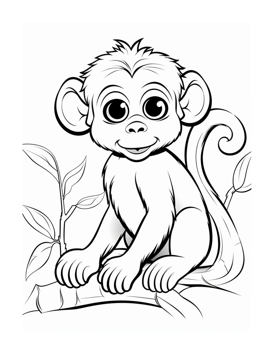 Image shows a baby monkey coloring page - Skip to my Lou