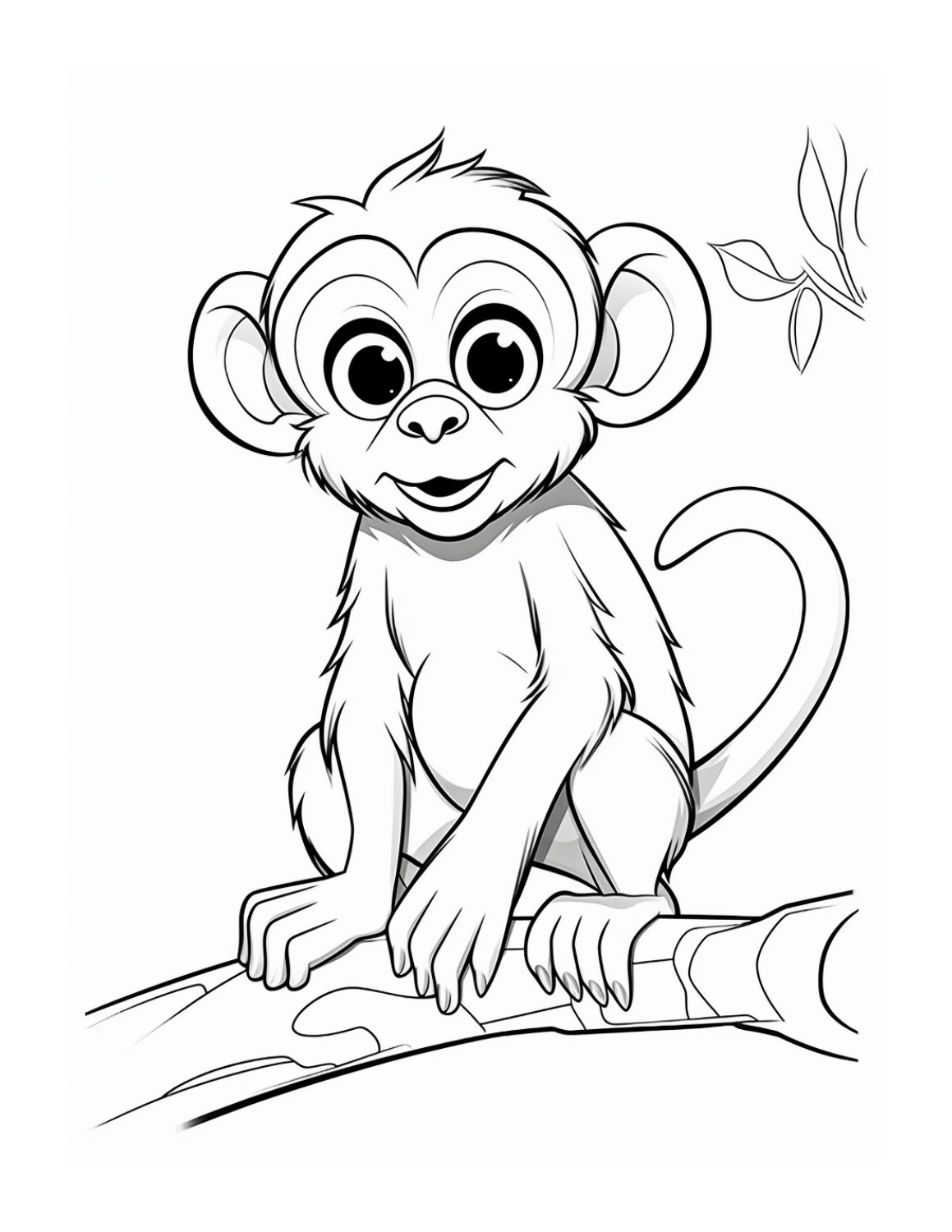 Image shows a monkey on a tree branch coloring page - Skip to my Lou