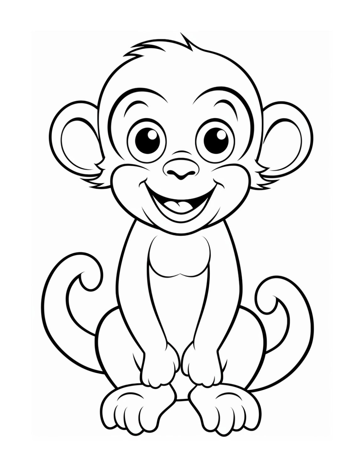 Image shows an adorable monkey coloring page - Skip to my Lou