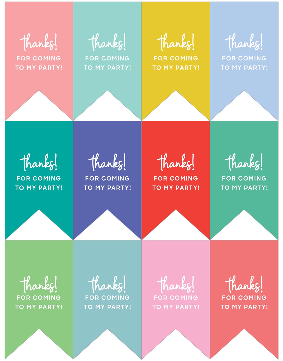 free printable thank you tags for favors in different colors