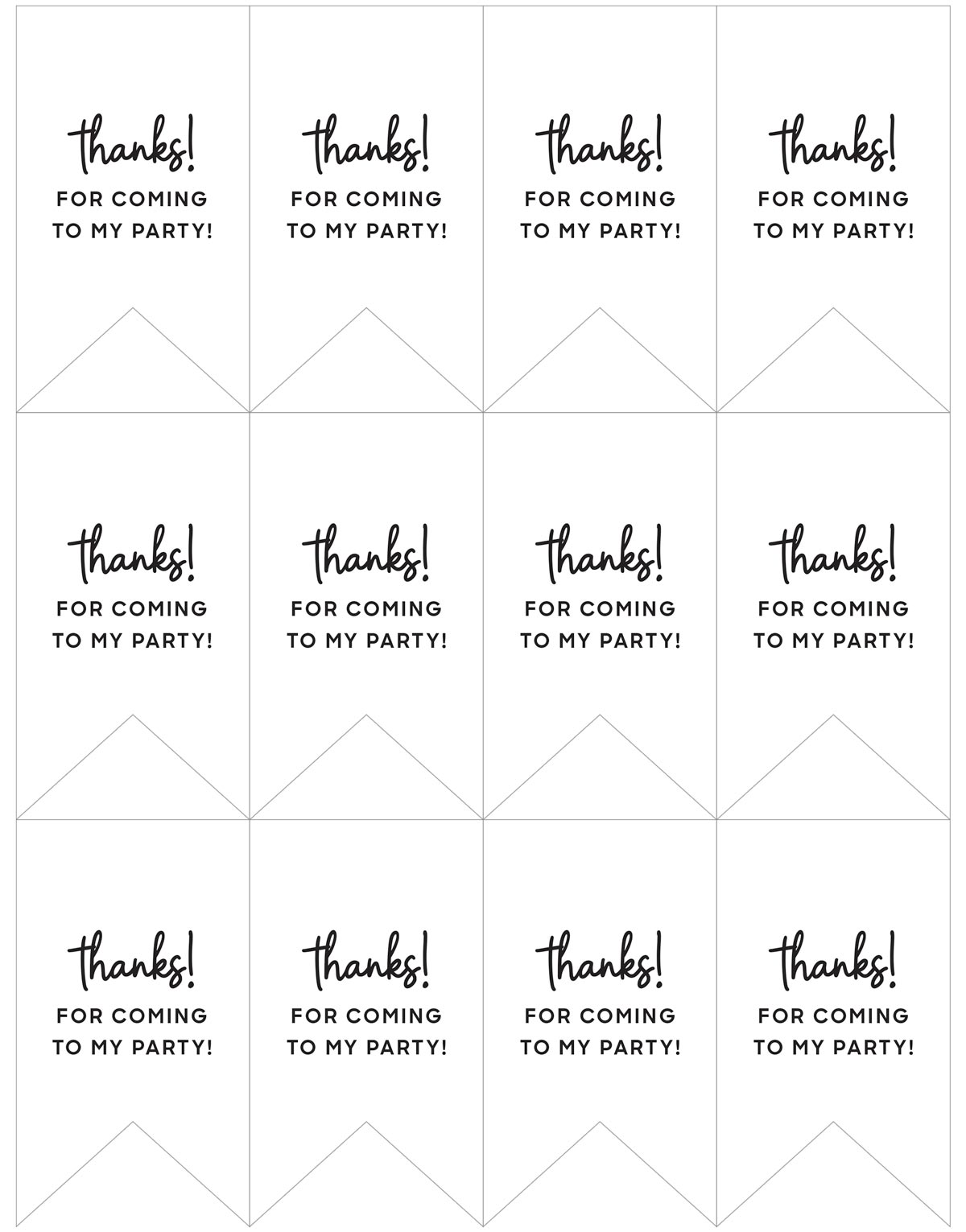 black and white party favor tags