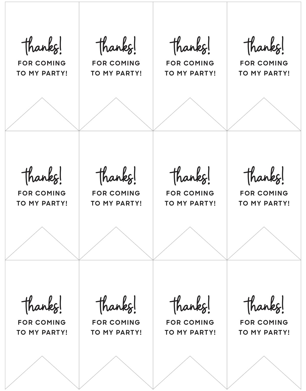 black and white party favor tags