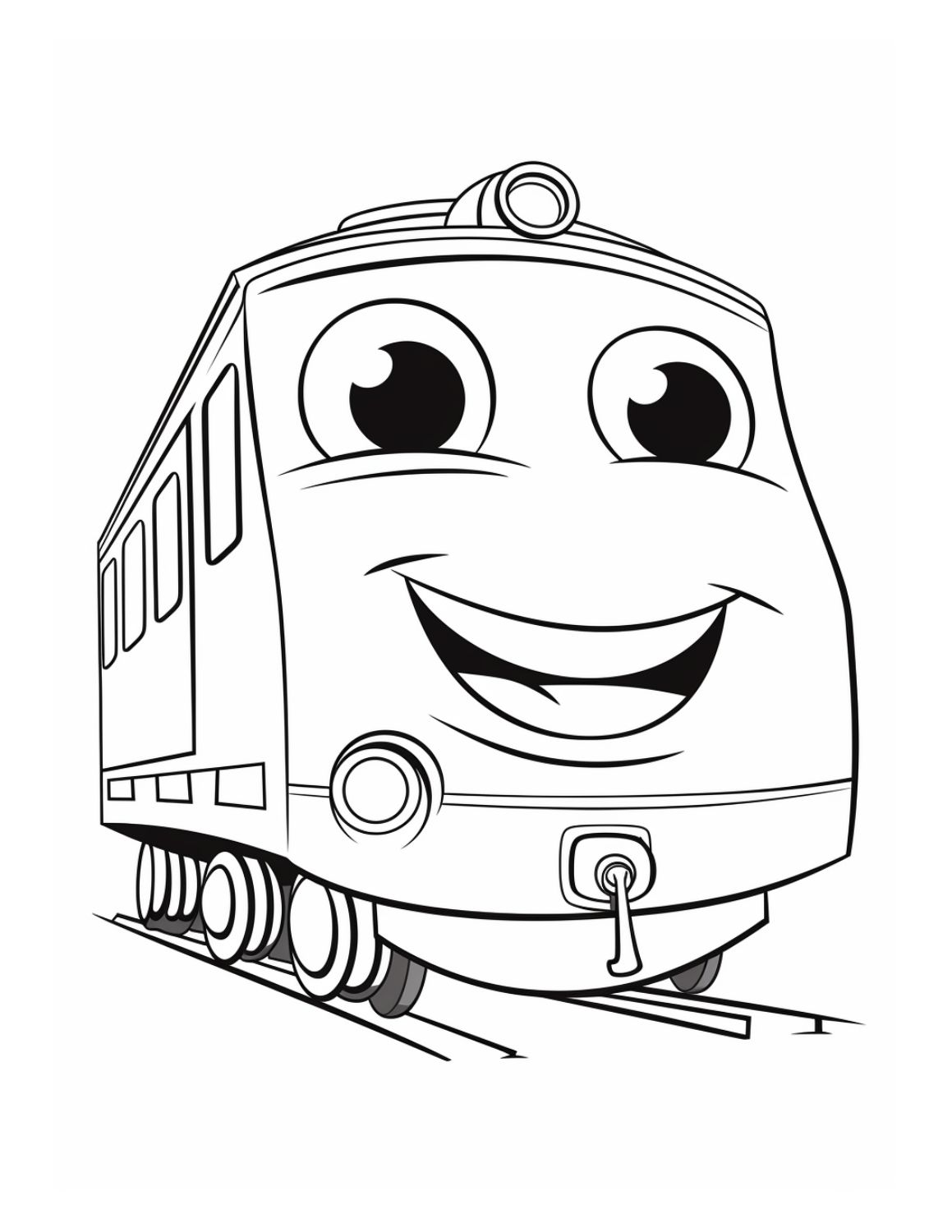 Train Coloring Page 12 - Little train with happy smiling face