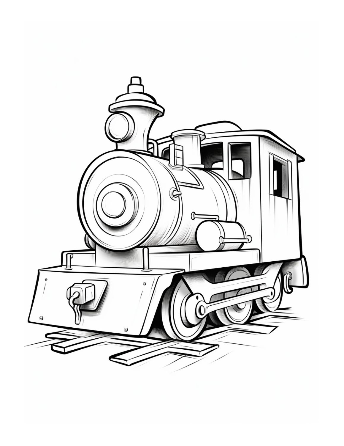 Train Coloring Page 3 - Short steam train with three whels and little cabin