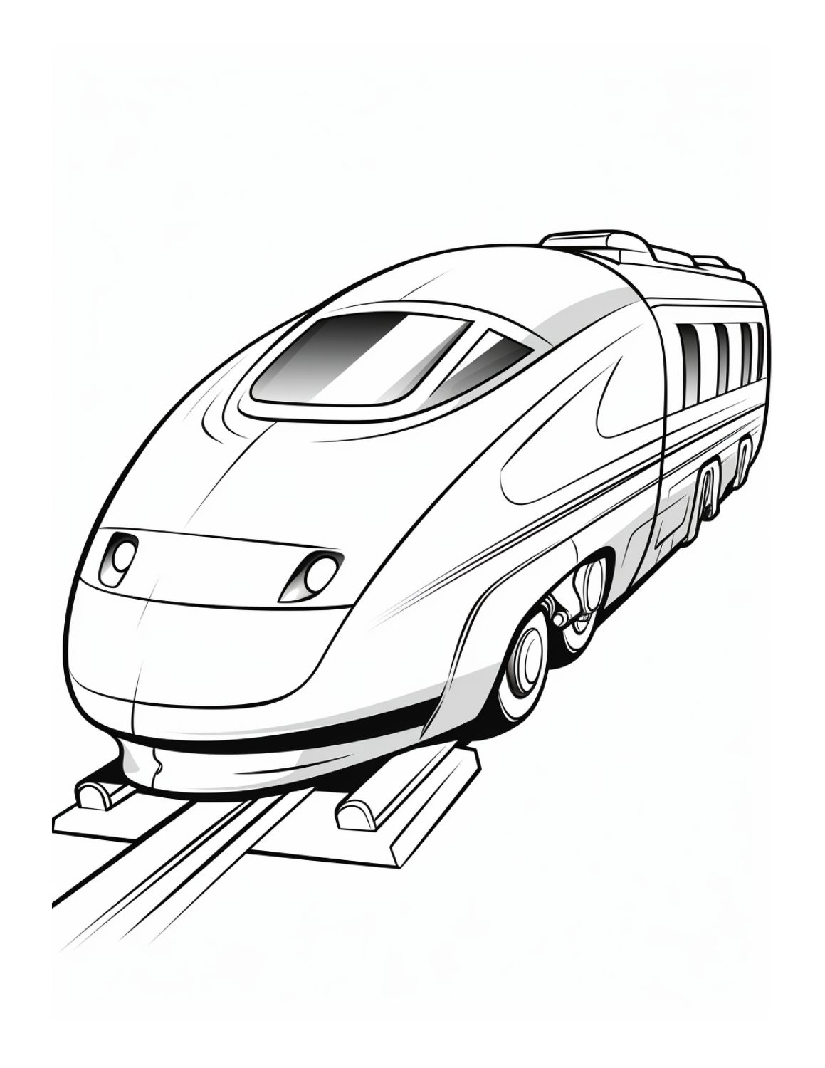 Train Coloring Page 9 - Simple bullet train with one passenger car