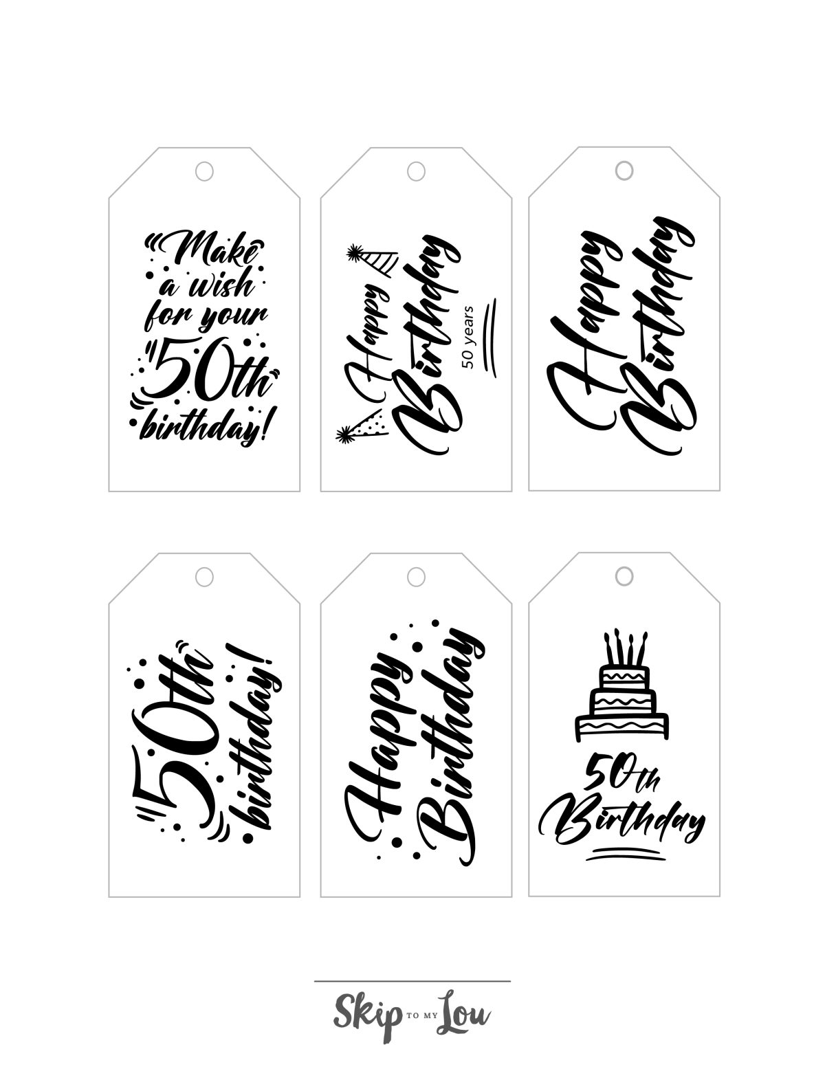 Printable 50th birthday stickers 