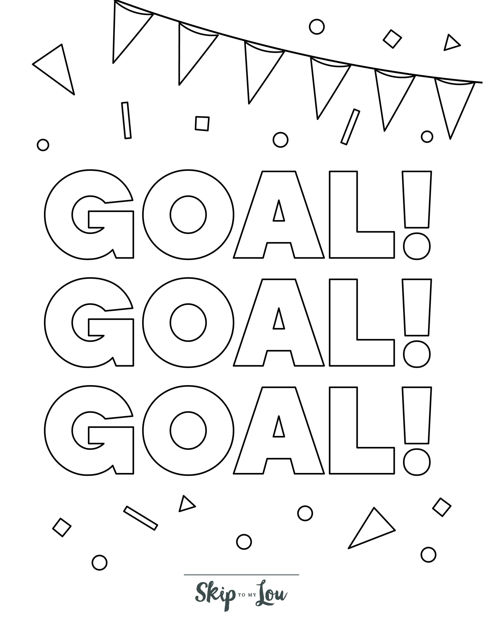Soccer Coloring Page 4 - Three line drawings of the word