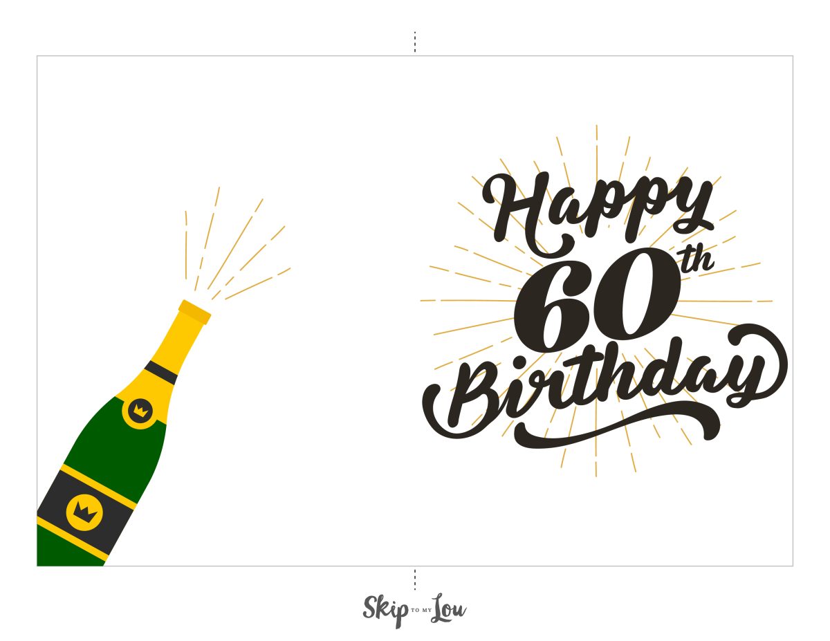 Printable Happy 60th birthday card that says "happy 60th birthday" from Skip to my Lou