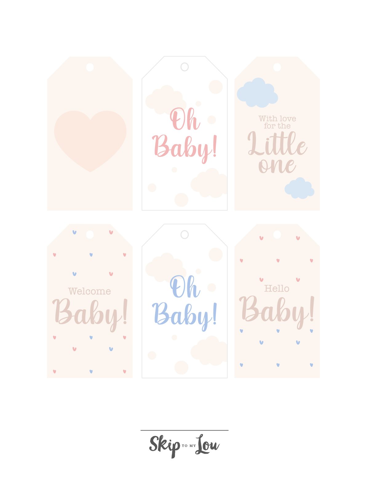 Printable gender reveal tags to go on presents for a gender reveal party