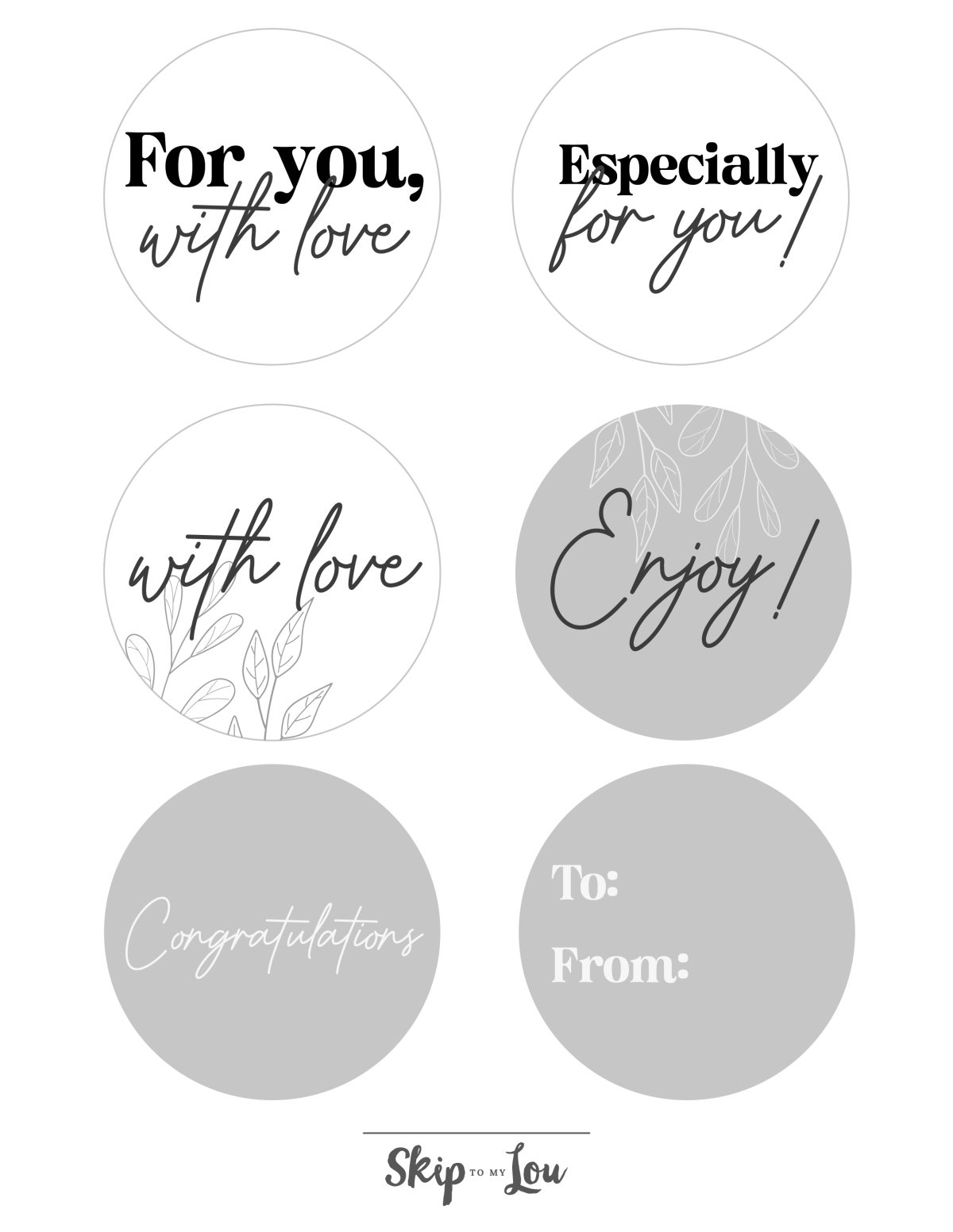 Printed gift basket tags to add on baskets. from skip to my lou 