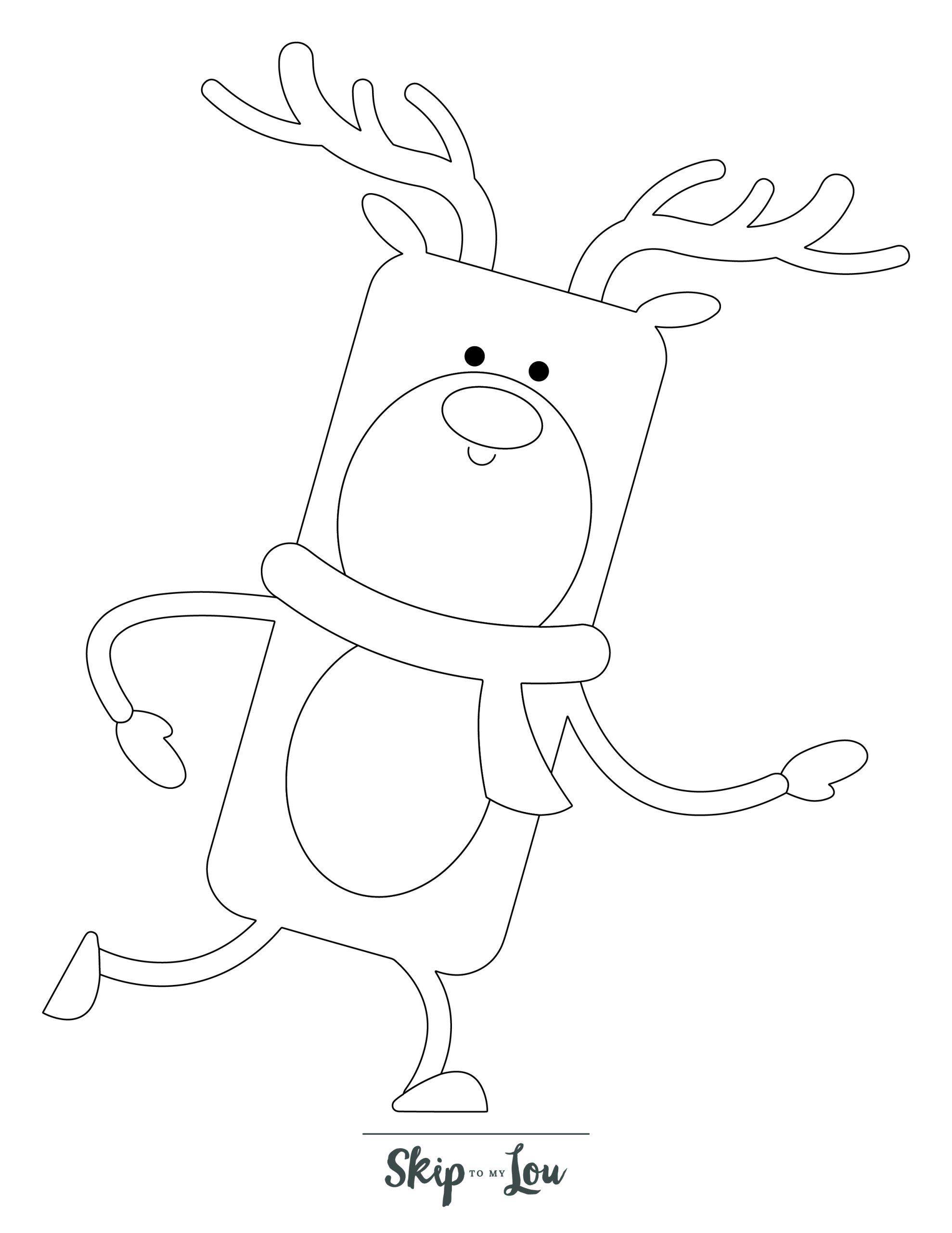 Reindeer Coloring Page 11 - Line drawing of jolly reindeer standing up